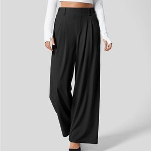 high waisted waffle knit wide leg work pants